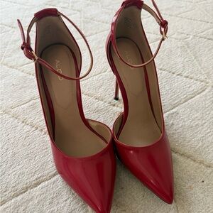 Aldo Bold Red Ankle Strap Heels